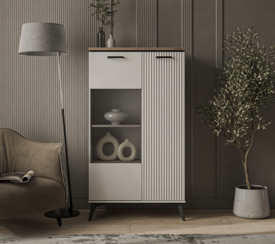 Шкаф с витриной 1V1DP 81,4х39,4х146,2 Персидский жемчуг/Амарок фото в интернет-магазине BestWood