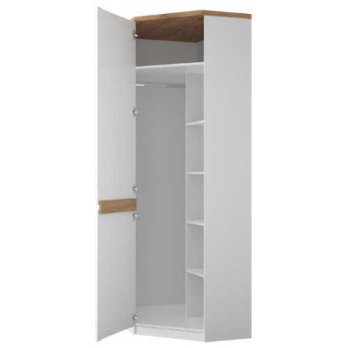 Шкаф угловой 1DGL 70,8х93х215 Белый/Дуб вотан фото в интернет-магазине BestWood