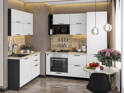 Кухонный гарнитур Глетчер-03  120/200х60х214/Айленд Силк фото в интернет-магазине BestWood