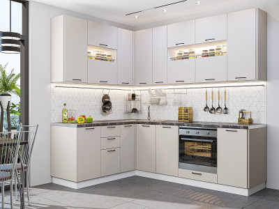 Кухонный гарнитур Флэт-02  170/240х60х234/Cashmere In 2S фото в интернет-магазине BestWood