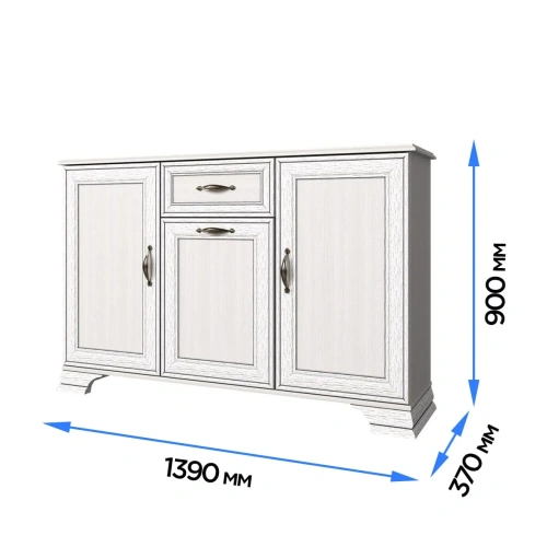 Тумба 3D1S 139х37х90,1/Вудлайн кремовый фото в интернет-магазине BestWood