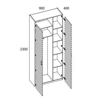 Шкаф 2D 90х40х230/Персидский жемчуг фото в интернет-магазине BestWood