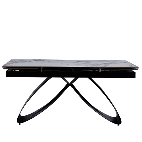 Стол обеденный Кения 160(240)х90х76/Металл Черный/Керамика Bentley white фото в интернет-магазине BestWood