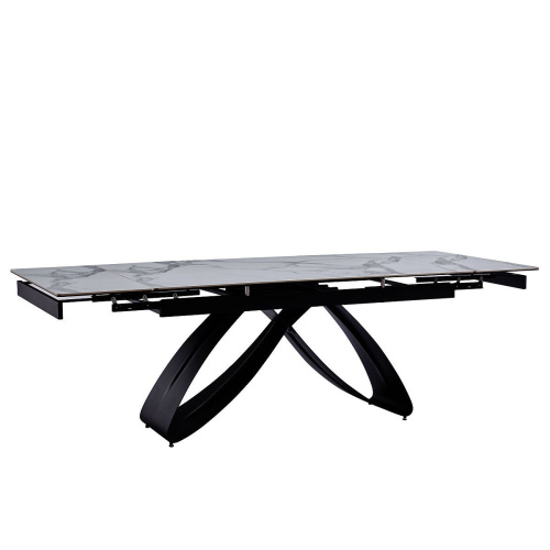 Стол обеденный Кения 160(240)х90х76/Металл Черный/Керамика Bentley white фото в интернет-магазине BestWood