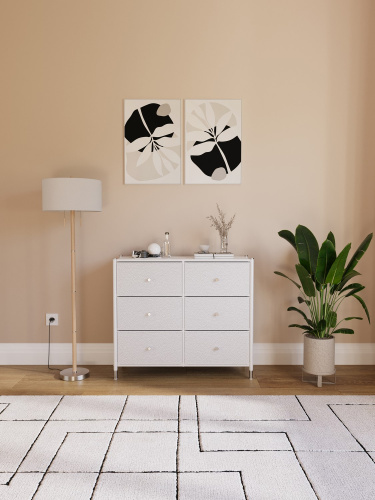 Комод Нирита/Хайди, 6 ящиков 88,5х30х77,3/Белый фото в интернет-магазине BestWood