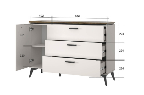 Тумба 1D3S 130,6х39,4х88,4 Персидский жемчуг/Амарок фото в интернет-магазине BestWood