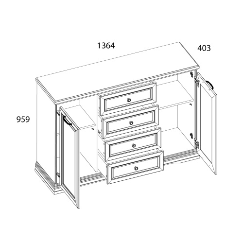 Тумба 2D4S 136,4х40,3х95,9/Серый фото в интернет-магазине BestWood