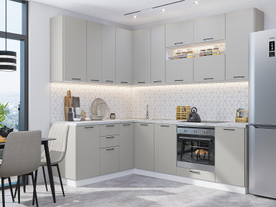 Кухонный гарнитур Флэт-02  170/240х60х234/Light Grey In 2S фото в интернет-магазине BestWood