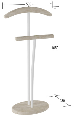 Вешалка костюмная 50х28х105/Дуб Беленый/Белый фото в интернет-магазине BestWood