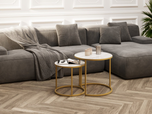 Стол журнальный Белый мрамор,золото,50х50х46,5см. фото в интернет-магазине BestWood