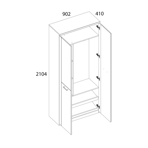 Шкаф 2DZ 90,2х41х210,4/Дуб Наварра фото в интернет-магазине BestWood