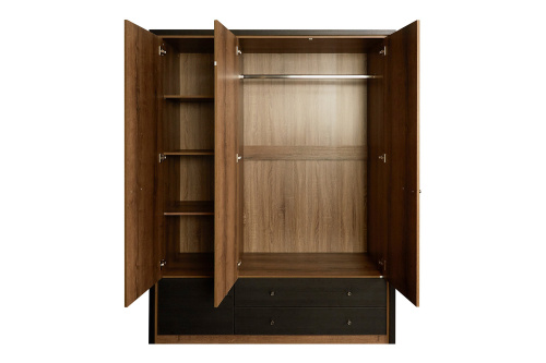 Шкаф 3DG2S Z 160,4х60х213,4 Дуб монастырский/Черный фото в интернет-магазине BestWood