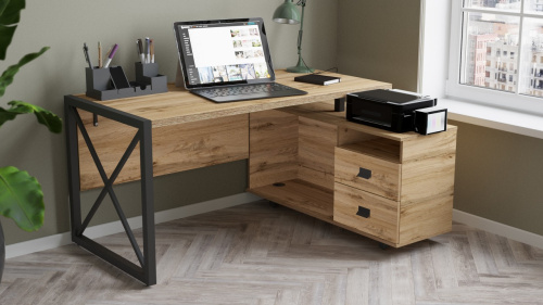 Стол письменный 150х120х76 /Дуб вотан фото в интернет-магазине BestWood