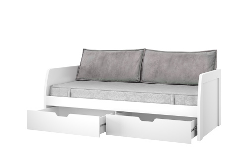 Кровать 2Я90 с 2-мя подушками  206,9х94,2х71,4 Белый/Дуб вотан фото в интернет-магазине BestWood