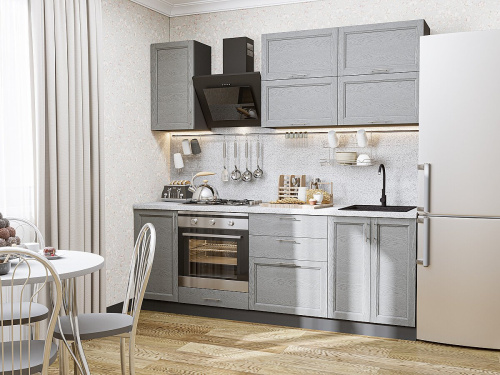 Кухонный гарнитур Сканди-01  220х60х214/Grey Softwood фото в интернет-магазине BestWood