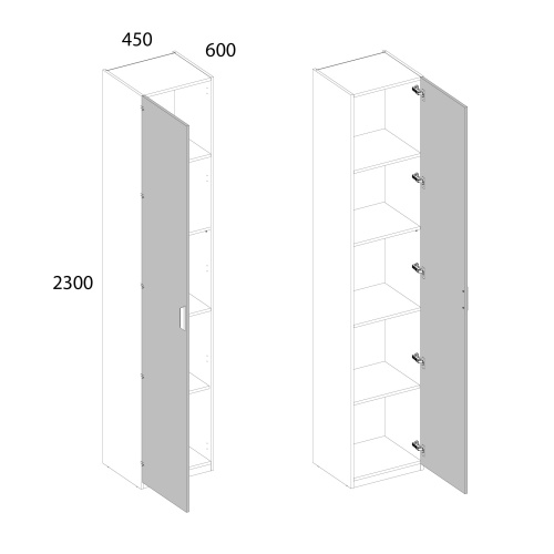 Шкаф 1DG 45х60х230/Персидский жемчуг фото в интернет-магазине BestWood