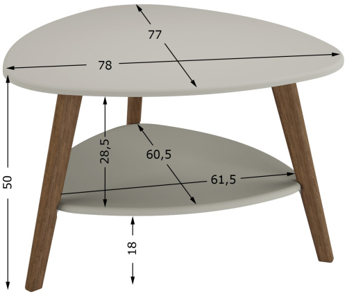Стол журнальный Латте,орех кантри,77х78х50см. фото в интернет-магазине BestWood
