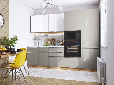 Кухонный гарнитур Фьюжн-07  270х60х214/Angel/Silky Grey фото в интернет-магазине BestWood