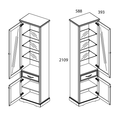 Шкаф с витриной 1V1D1S 58,8х39,3х210,9 Персидский жемчуг/Каньон фото в интернет-магазине BestWood