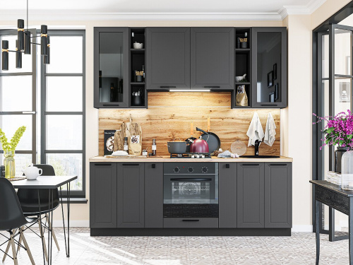 Кухонный гарнитур Глетчер-01  220х60х234/Маренго Силк фото в интернет-магазине BestWood