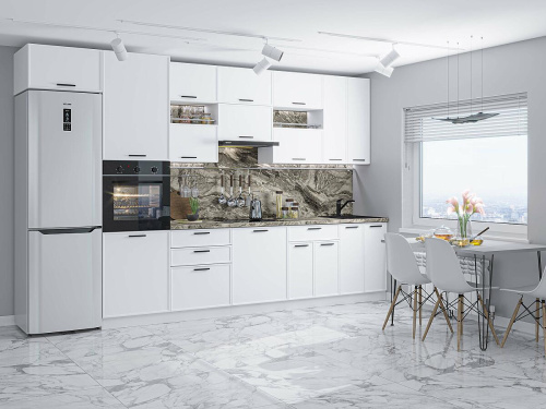 Кухонный гарнитур Фрейм-04 360х60х234/White Silk фото в интернет-магазине BestWood