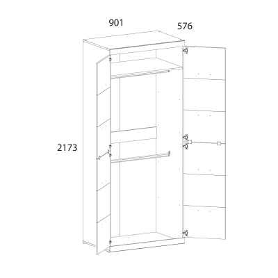 Шкаф 2DG 90,1х57,6х217,3/Дуб Санремо фото в интернет-магазине BestWood
