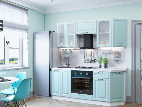Кухонный гарнитур Ницца-01  190х60х214/Голубой фото в интернет-магазине BestWood