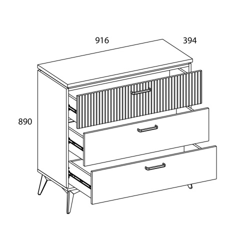 Комод 3S 91,6х39,4х89 Персидский жемчуг/Амарок фото в интернет-магазине BestWood
