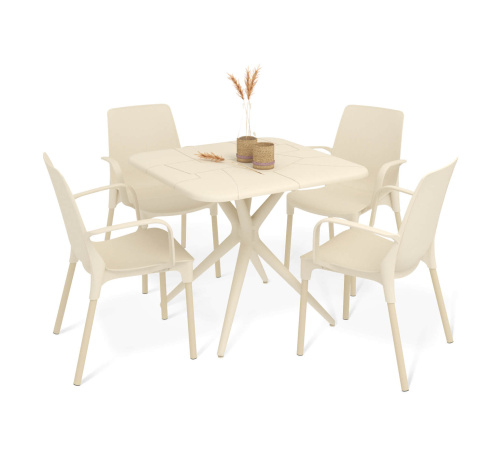 Обеденная группа 83х83х75 Бежевый/Ваниль фото в интернет-магазине BestWood