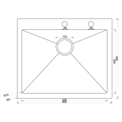 Врезная мойка 60х50,5х20/Черный фото в интернет-магазине BestWood