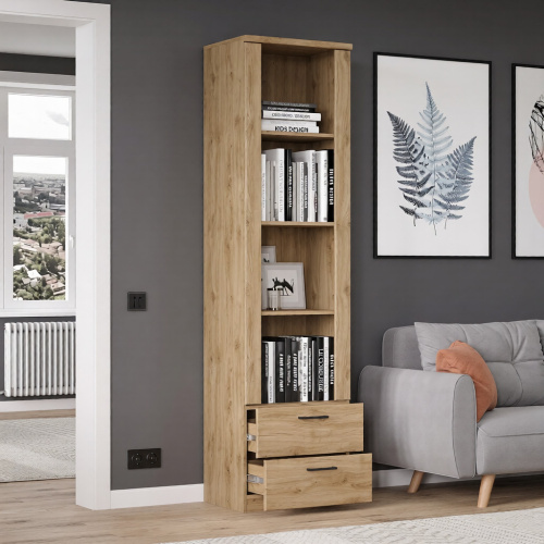 Шкаф открытый 2S4N 55,2х41х210,4/Дуб Наварра фото в интернет-магазине BestWood