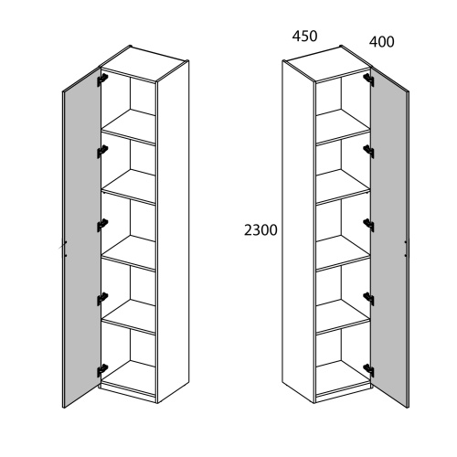 Шкаф 1D 45 45х40х230/Персидский жемчуг фото в интернет-магазине BestWood