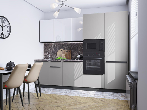 Кухонный гарнитур Фьюжн-07  270х60х214/Angel/Silky Light Grey фото в интернет-магазине BestWood