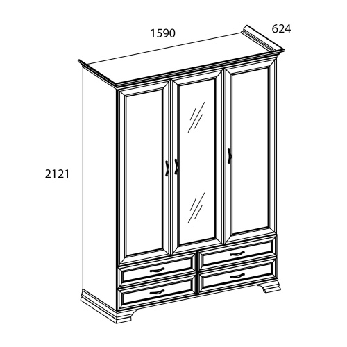 Шкаф 3D4S Z 159х62,4х212,1/Вудлайн кремовый фото в интернет-магазине BestWood