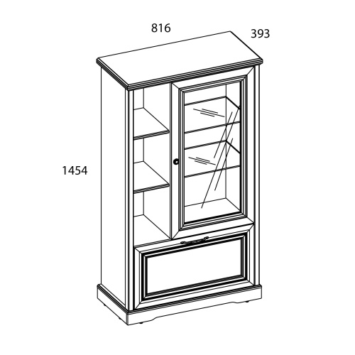 Шкаф с витриной 1V1D3N 81,6х39,3х145,4 Персидский жемчуг/Каньон фото в интернет-магазине BestWood