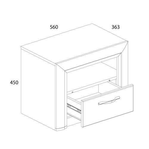 Тумба  прикроватная 1S 56х36,3х45 Вудлайн кремовый/Дуб анкора фото в интернет-магазине BestWood
