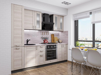 Кухонный гарнитур Лофт-02  240х60х214/Cappuccino Veralinga фото в интернет-магазине BestWood