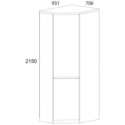 Шкаф угловой 1DGP  70,8х93х215 Белый/Дуб вотан фото в интернет-магазине BestWood