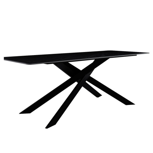 Стол обеденный Мерлин 200х80х76/Металл Черный/Керамика Austrilia sand black фото в интернет-магазине BestWood