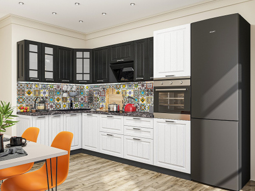 Кухонный гарнитур Прага-03  160/280х60х214/Венге Премиум/Белое дерево фото в интернет-магазине BestWood