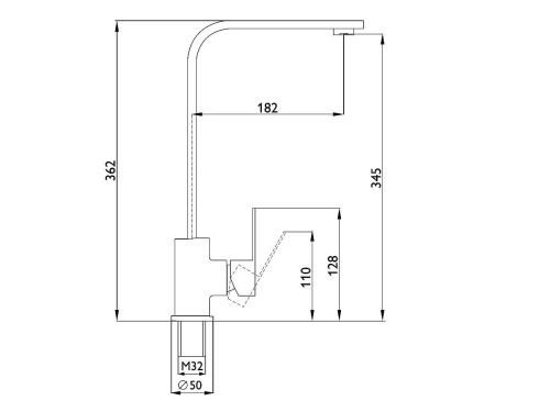 Смеситель для кухни 352/180 1Р /Черный фото в интернет-магазине BestWood