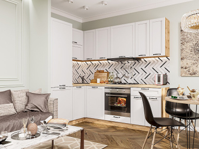 Кухонный гарнитур Барселона-04  155/220х60х214/Белый фото в интернет-магазине BestWood