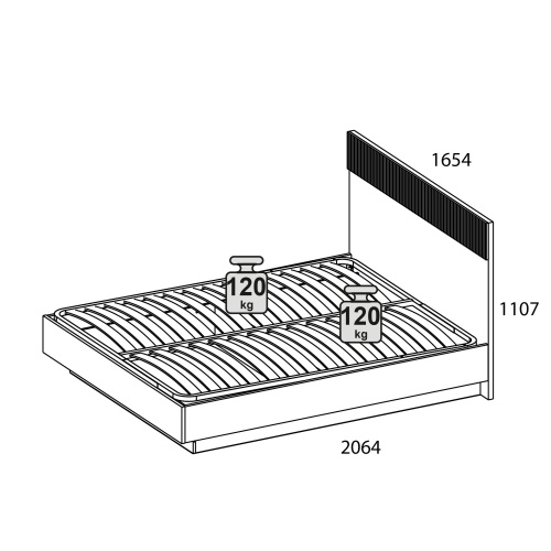 Кровать 160 с ПМ 165,4х206,4х110,7 Персидский жемчуг/Амарок фото в интернет-магазине BestWood