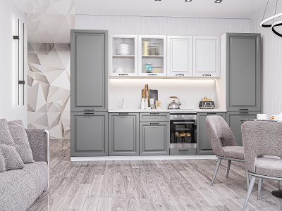 Кухонный гарнитур Ницца Royal-01  315х60х214/Blanco/Magnum фото в интернет-магазине BestWood