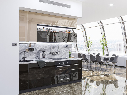 Кухонный гарнитур Фьюжн-01  230х60х234/Gallant/Anthracite фото в интернет-магазине BestWood