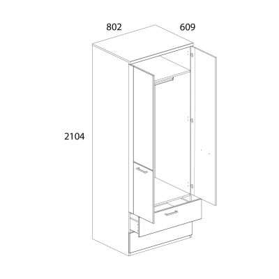 Шкаф 2DG2S 80,8х41х210,4/Дуб Наварра фото в интернет-магазине BestWood
