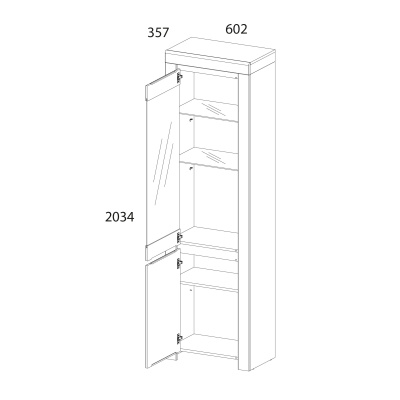 Шкаф с витриной  1V1D  60,2х35,7х203,4 Белый/Дуб вотан фото в интернет-магазине BestWood