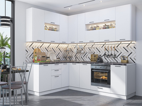 Кухонный гарнитур Флэт-02  170/240х60х234/White In 2S фото в интернет-магазине BestWood