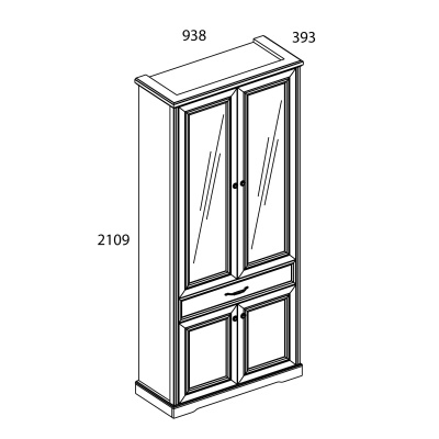 Шкаф с витриной 2V2D1S 93,8х39,3х210,9 Персидский жемчуг/Каньон фото в интернет-магазине BestWood