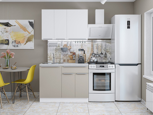 Кухонный гарнитур Фьюжн-05  110х60х214/Silky White/Silky Grey фото в интернет-магазине BestWood